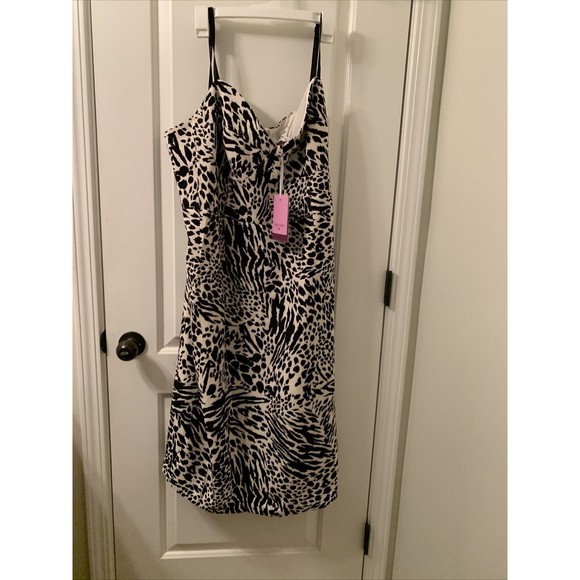 Sergio Hudson Women's Plus Size 2X Leopard Zebra Print Bustier Dress Bla… - Picture 5 of 16